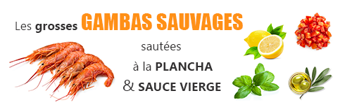 recette lefish gourmand de gambas sauvages sautees a la plancha avec leur sauce vierge